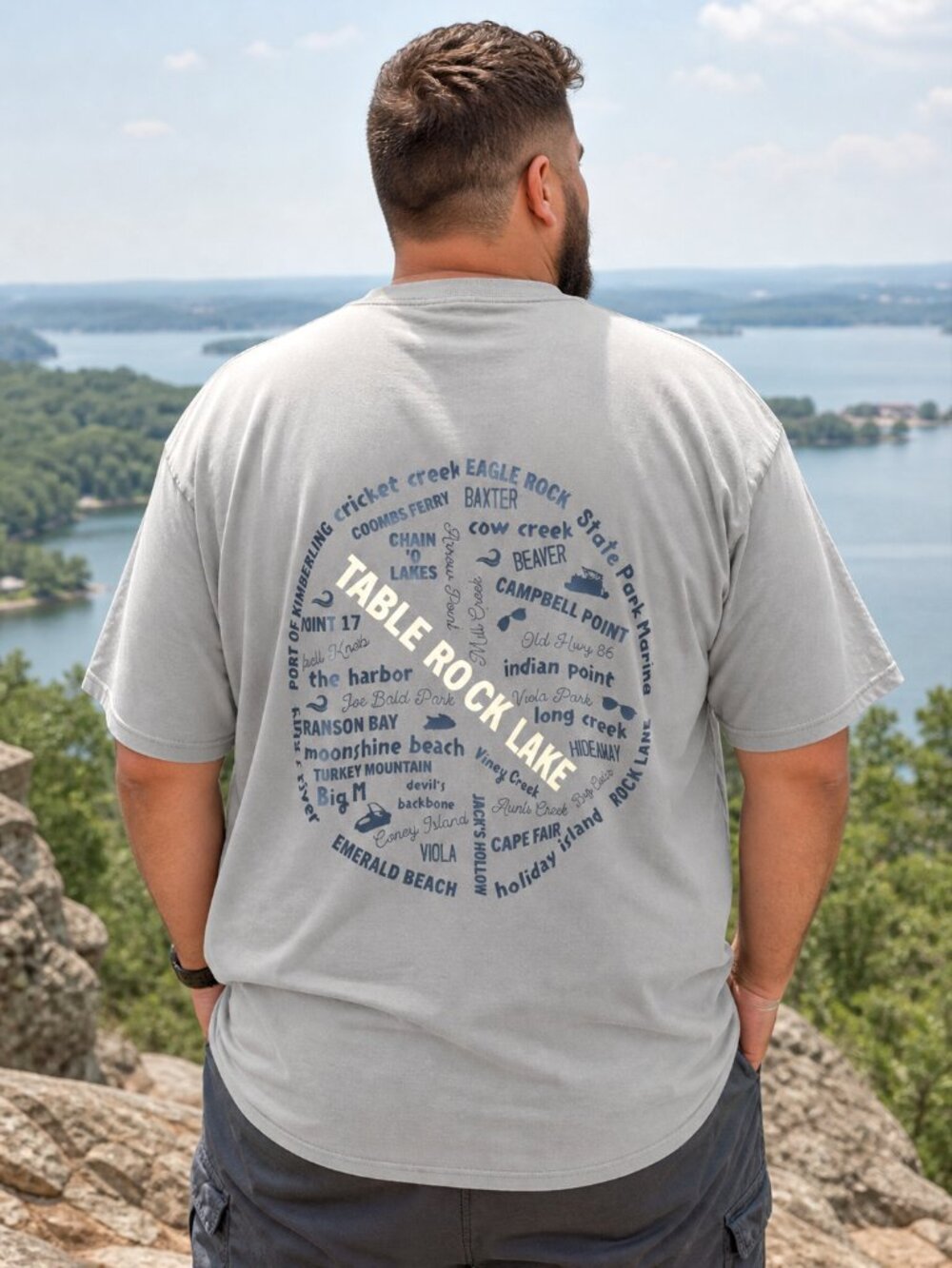 Table Rock Lake T-Shirt Landmarks & Marinas Graphics Upcycled Men's Size 2XL